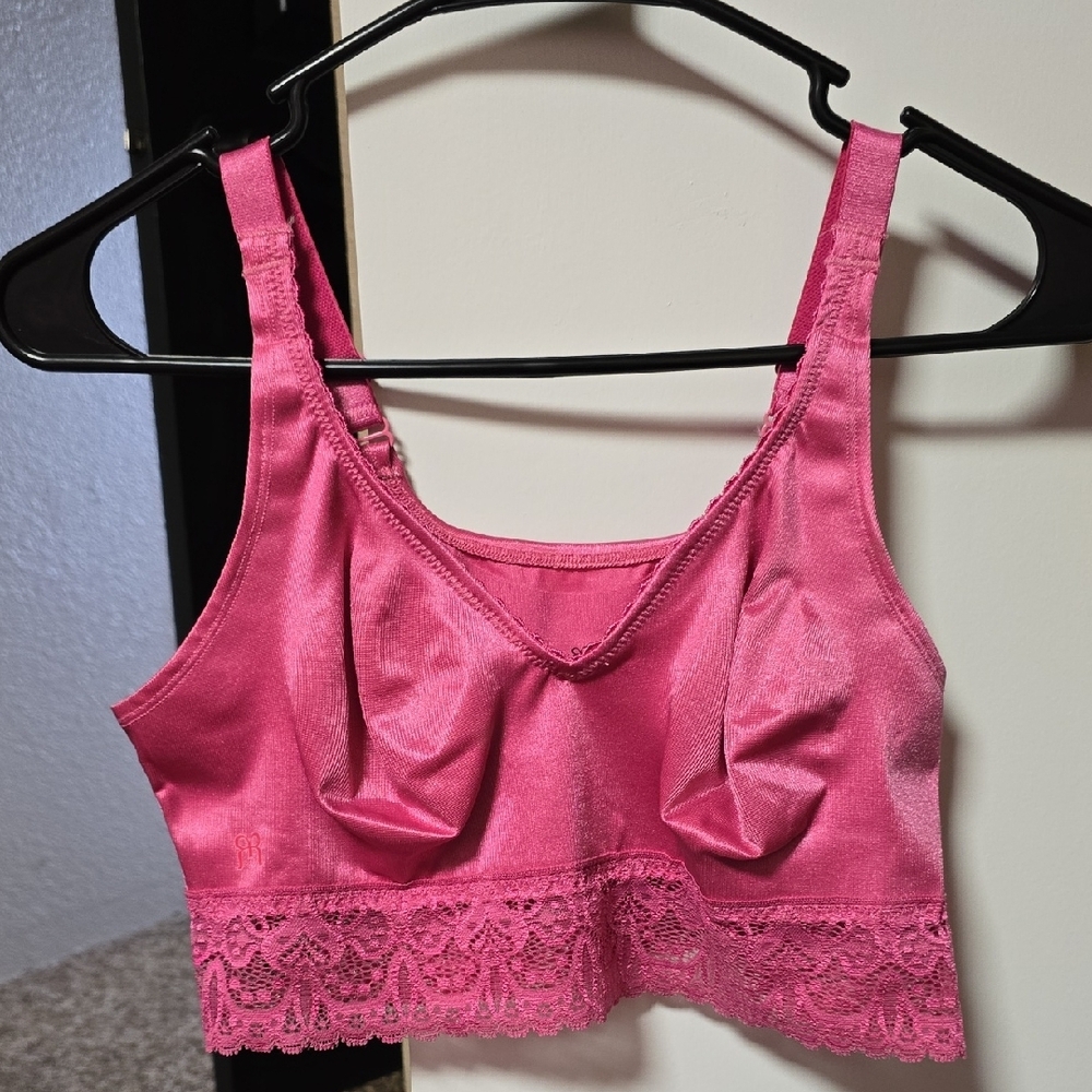 Ruby Ribbon Pink Lace Trim Bra Intimates
